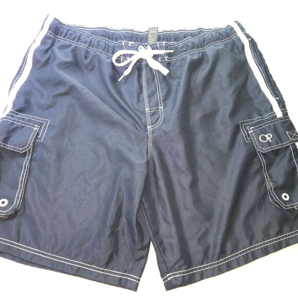 OP Ocean Pacific Men's Board Shorts Navy XXL Pockets Surf Swim Trunks lined - Picture 1 of 5